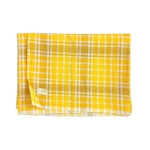 Vintage Dralon Card Table Cloth Cover  Synthetic Plaid Mustard Yellow Tablecloth